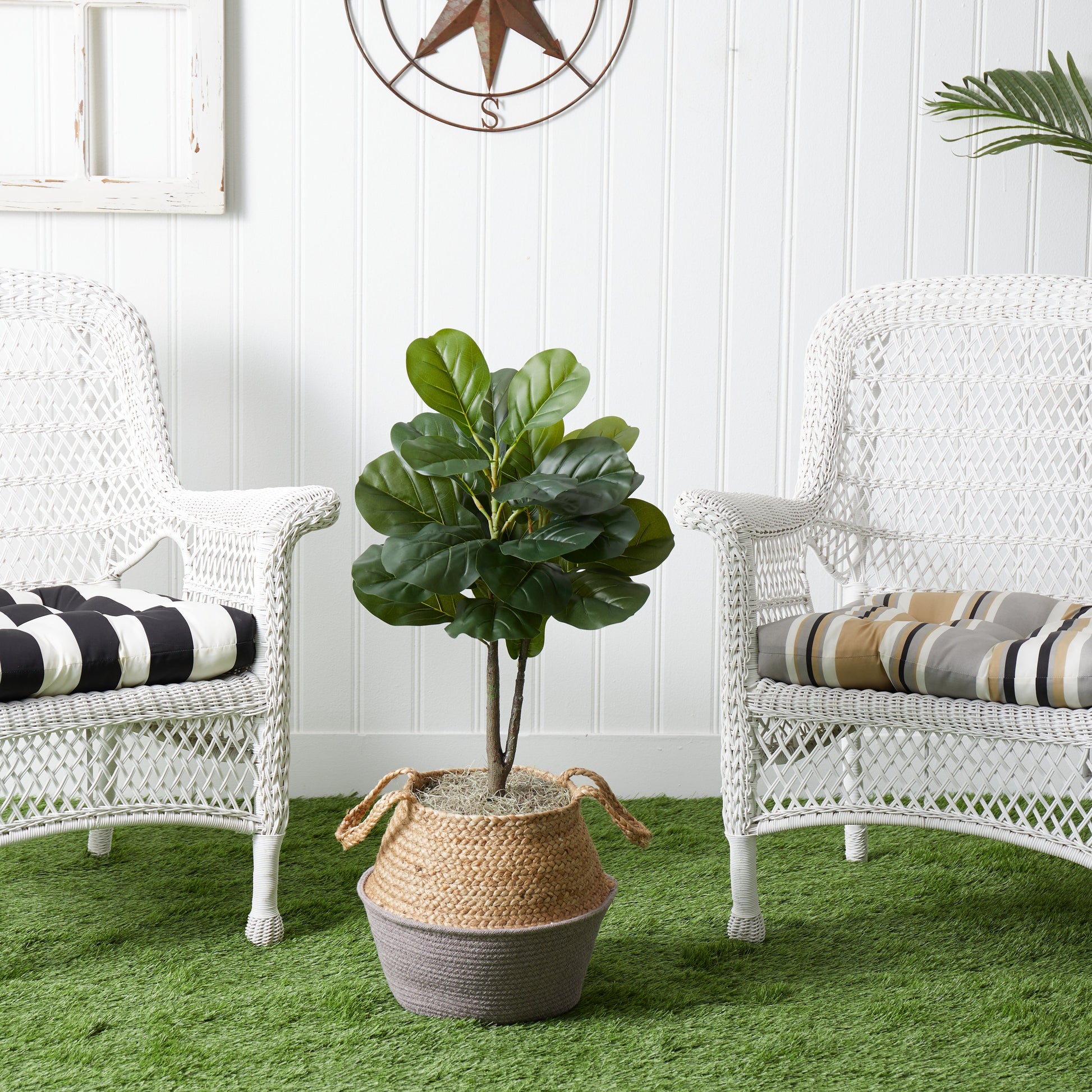 3' Artificial Fiddle Leaf Fig Tree with Handmade Cotton & Jute Woven Basket DIY Kit - Tampa Home & Garden Store