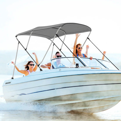 3 Bow Boat Bimini Top With Storage Boot Gray
