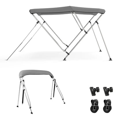 3 Bow Boat Bimini Top With Storage Boot Gray