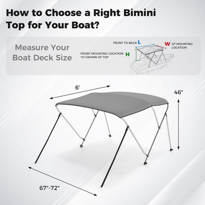 3-Bow/4-Bow Boat Bimini Top Sun Shade Boat Canopy with Storage Boot