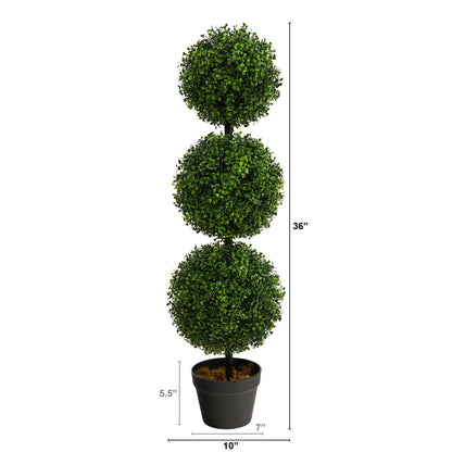 3’ Boxwood Triple Ball Topiary Artificial Tree (Indoor/Outdoor) - Tampa Home & Garden Store