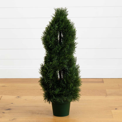 3' Double Pond Cypress Spiral Artificial Topiary Tree UV Resistant (Indoor/Outdoor) - Tampa Home & Garden Store