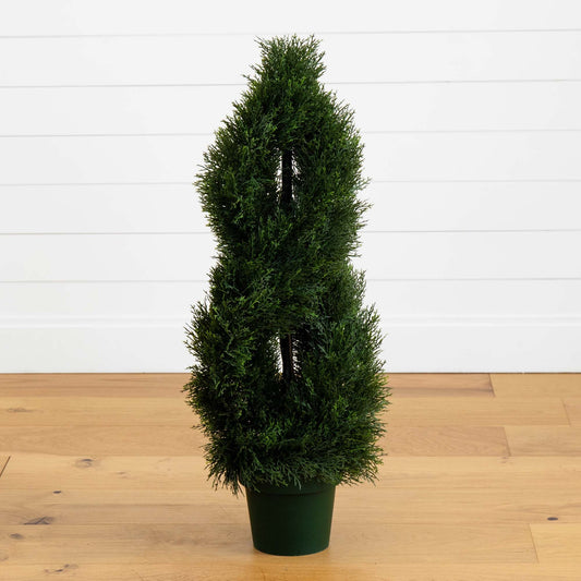 3' Double Pond Cypress Spiral Artificial Topiary Tree UV Resistant (Indoor/Outdoor) - Tampa Home & Garden Store