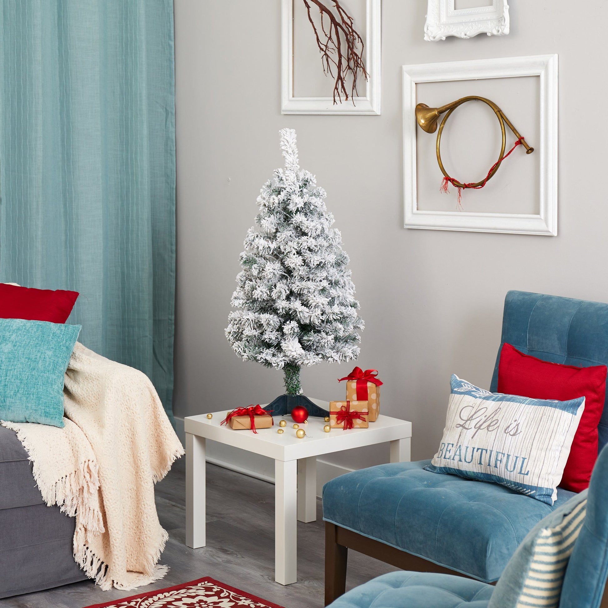 3' Flocked Rock Springs Spruce Artificial Christmas Tree - Tampa Home & Garden Store