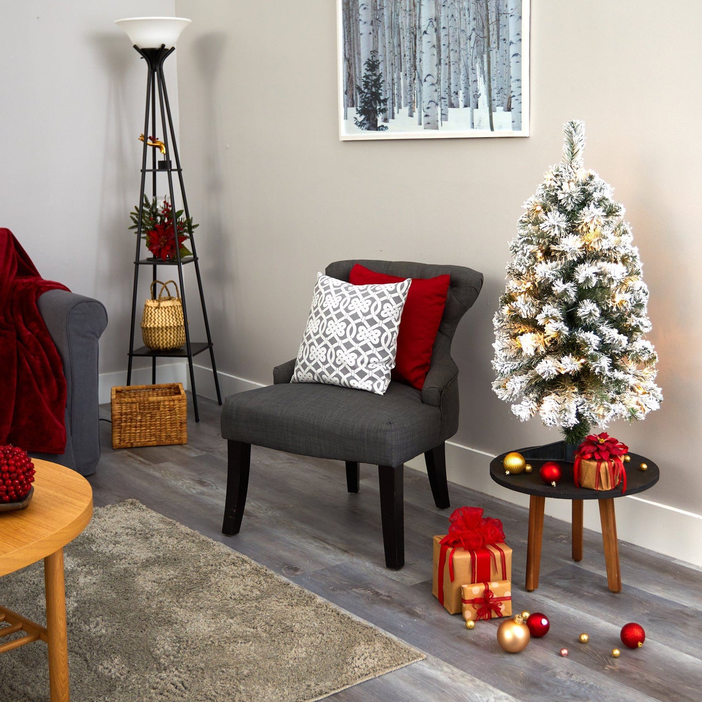 3' Flocked West Virginia Fir Artificial Christmas Tree with 50 Clear LED Lights - Tampa Home & Garden Store