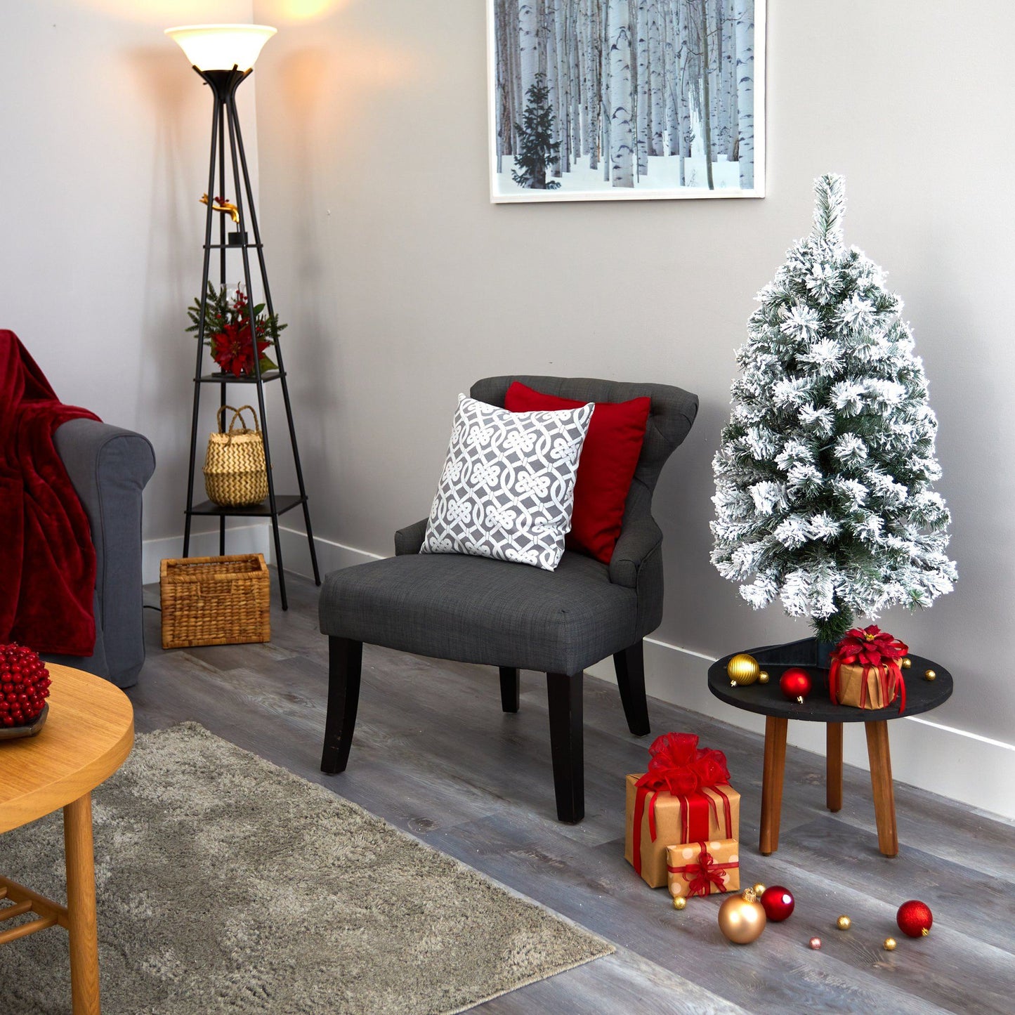 3' Flocked West Virginia Fir Artificial Christmas Tree with 50 Clear LED Lights - Tampa Home & Garden Store