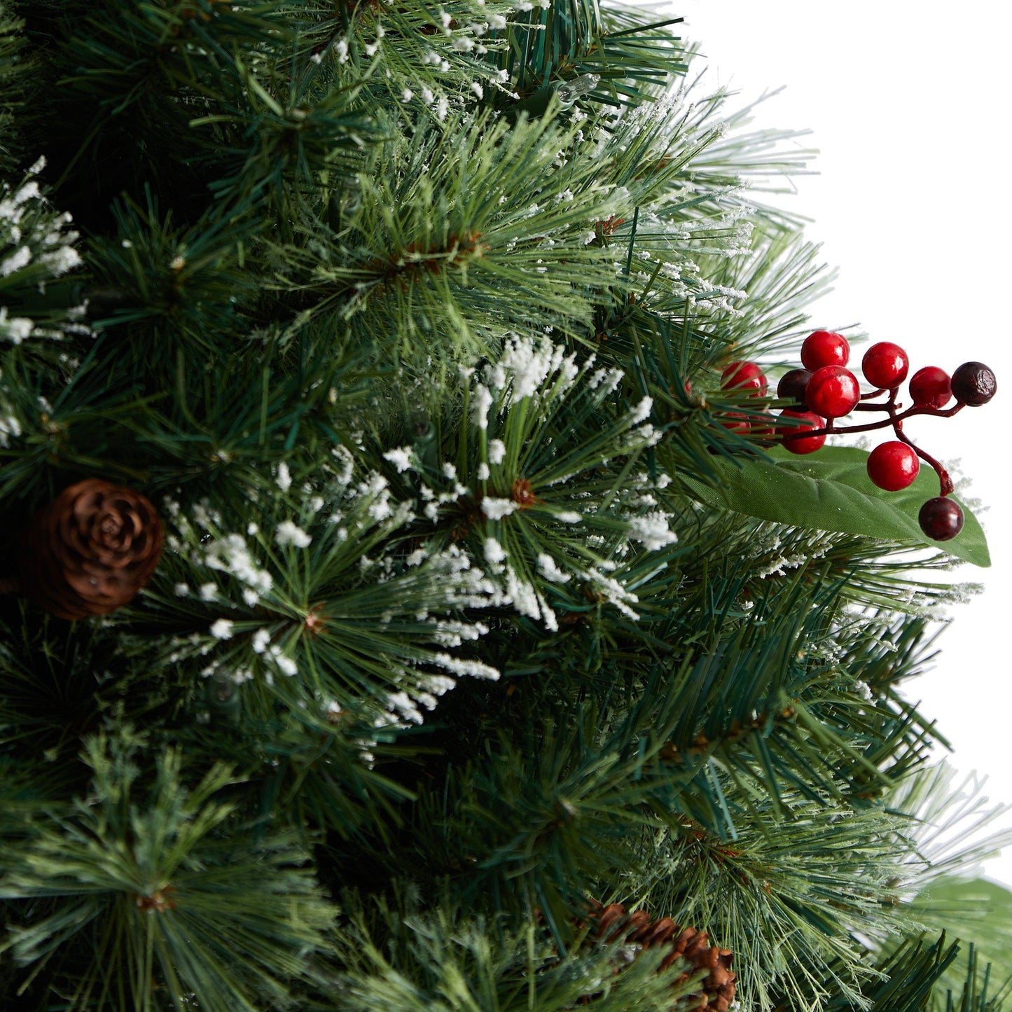 3' Holiday Pre-Lit Snow Tip Greenery, Berries and Pinecones Plant in Urn with 100 LED Lights - Tampa Home & Garden Store