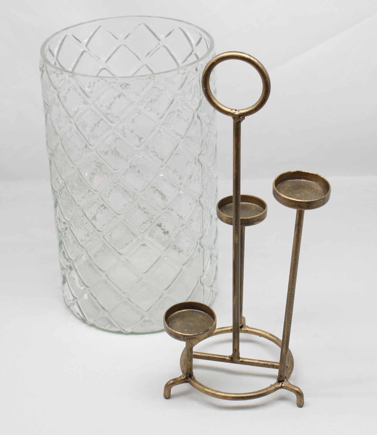 3 Level Glass Gold Candle Holder - Tampa Home & Garden Store