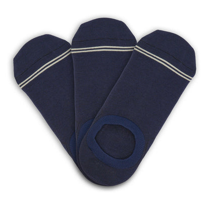 Heston Navy No Show 3-Pack footie socks by DeadSoxy in navy with white stripe trim on Tampa Home & Garden Store