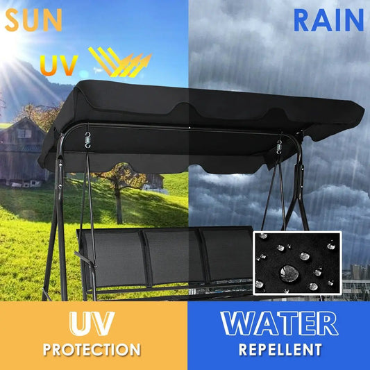 3 Person Patio Swing with Polyester Angle Adjustable Canopy - Tampa Home & Garden Store