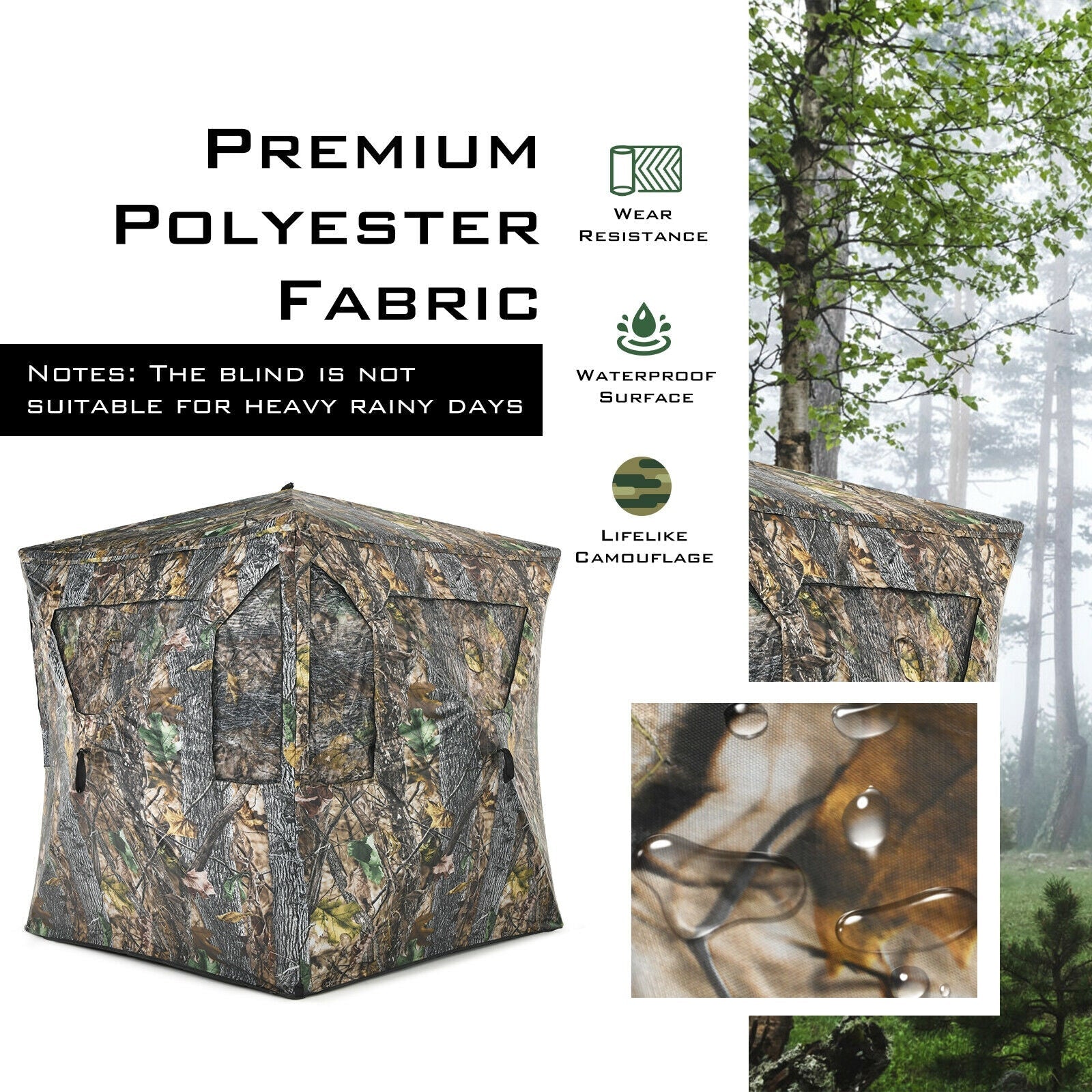 3 Person Portable Pop-Up Ground Tent with Gun Ports and Carrying Bag - Tampa Home & Garden Store
