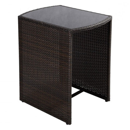 3 Piece Compact Espresso/White Wicker Patio Cushioned Outdoor Chair Table Set - Tampa Home & Garden Store