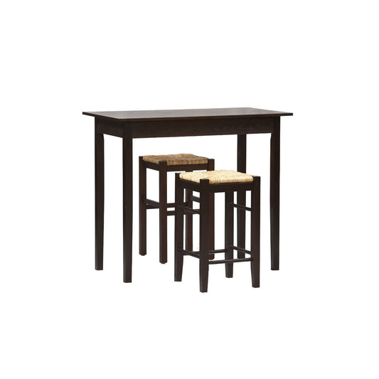3 Piece Espresso Dining Set with Table and 2 Backless Stools - Tampa Home & Garden Store