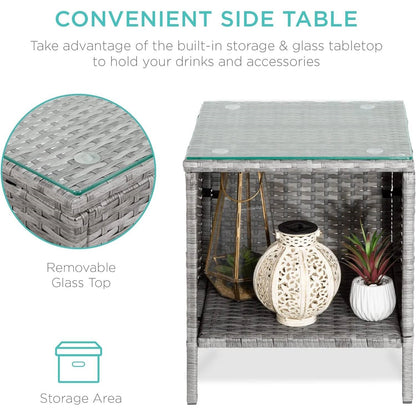 3-Piece Grey PE Wicker Outdoor Patio Furniture Dining Set with Black Cushions - Tampa Home & Garden Store