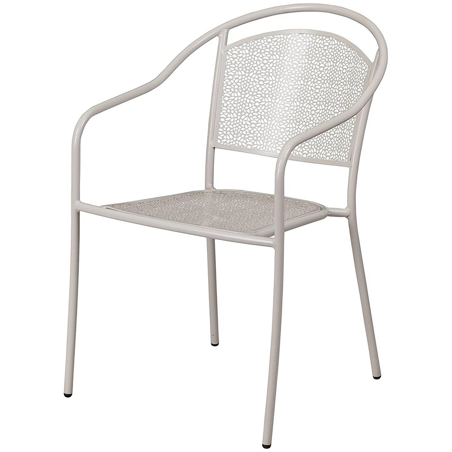 3-Piece Grey Steel Metal Outdoor Patio Furniture Set with 2 Chairs and 1 Table - Tampa Home & Garden Store