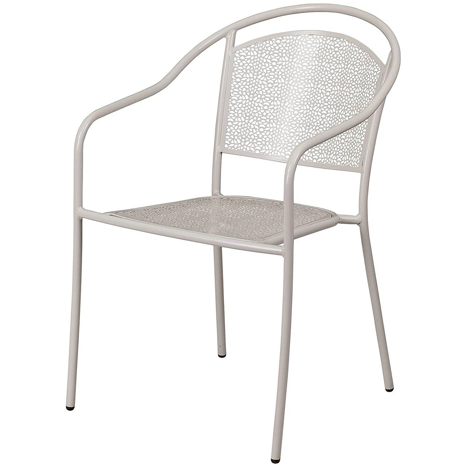 3-Piece Grey Steel Metal Outdoor Patio Furniture Set with 2 Chairs and 1 Table - Tampa Home & Garden Store