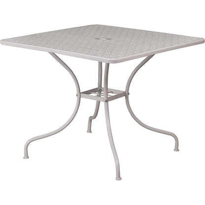 3-Piece Grey Steel Metal Outdoor Patio Furniture Set with 2 Chairs and 1 Table - Tampa Home & Garden Store