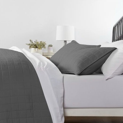 3 Piece Microfiber Farmhouse Coverlet Bedspread Set Grey, King/California King - Tampa Home & Garden Store