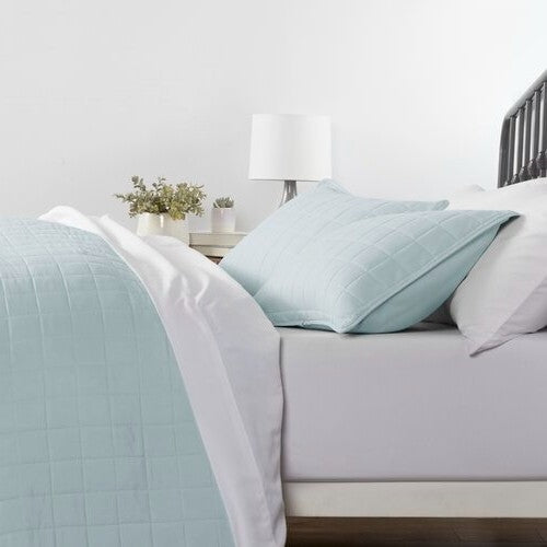 3 Piece Microfiber Farmhouse Coverlet Bedspread Set Light Blue, King/California King - Tampa Home & Garden Store