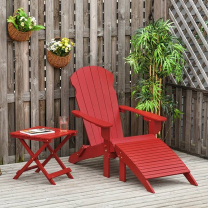 3-Piece Red Folding High-back Adirondack Chair Ottoman and Side Table - Tampa Home & Garden Store