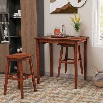 3 Bar Table Set with Pub Table and Saddle Stools