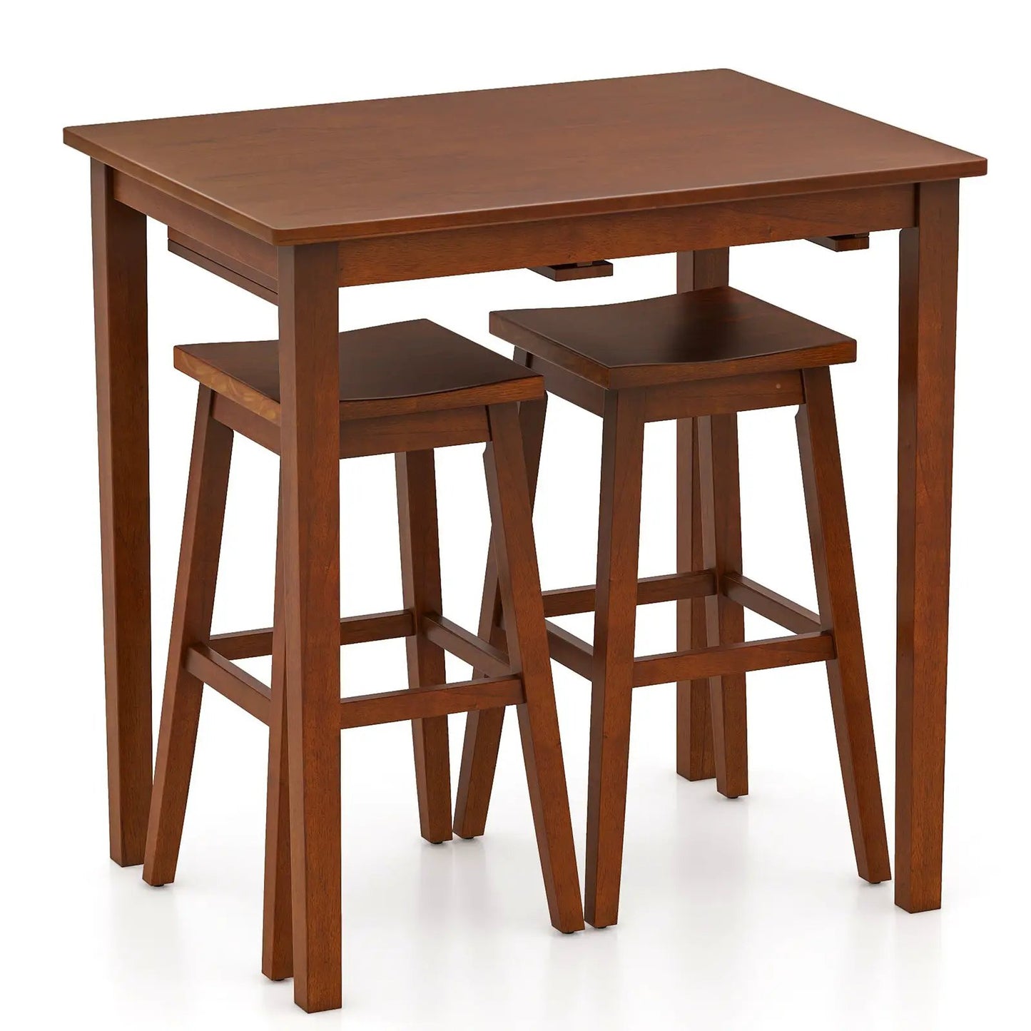 3 Bar Table Set with Pub Table and Saddle Stools