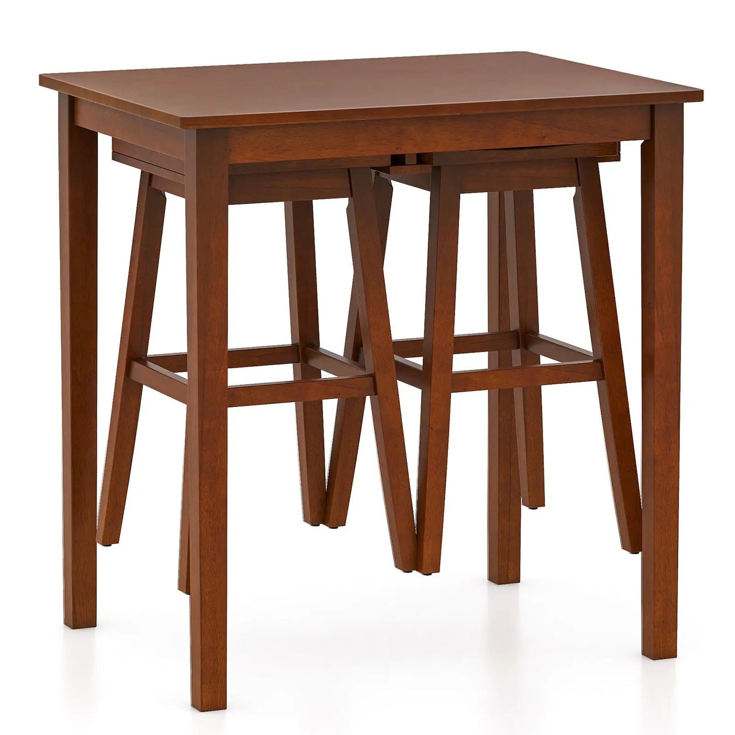 3 Bar Table Set with Pub Table and Saddle Stools