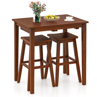3 Bar Table Set with Pub Table and Saddle Stools