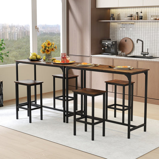 Juego de comedor industrial de 3 piezas de 47.5" con mesa a la altura del mostrador y 2 taburetes de bar-Café