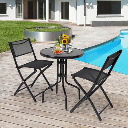 3 Pieces Folding Bistro Table Chairs Set for Indoor and Outdoor - Tampa Home & Garden Store