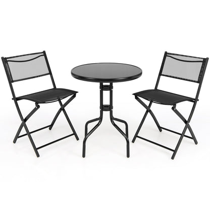 3 Pieces Folding Bistro Table Chairs Set for Indoor and Outdoor - Tampa Home & Garden Store