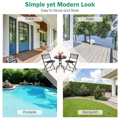 3 Pieces Folding Bistro Table Chairs Set for Indoor and Outdoor - Tampa Home & Garden Store