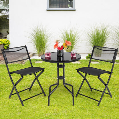 3 Pieces Folding Bistro Table Chairs Set for Indoor and Outdoor - Tampa Home & Garden Store