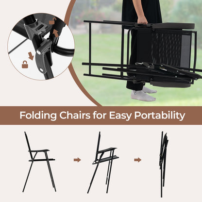 3 Pieces Outdoor Bar Stool Set with DPC Tabletop and Umbrella Hole for Poolside-Black - Tampa Home & Garden Store