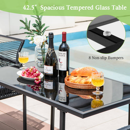 3 Pieces Outdoor Dining Set with Folding Backrest and Seat Cushions-Black - Tampa Home & Garden Store