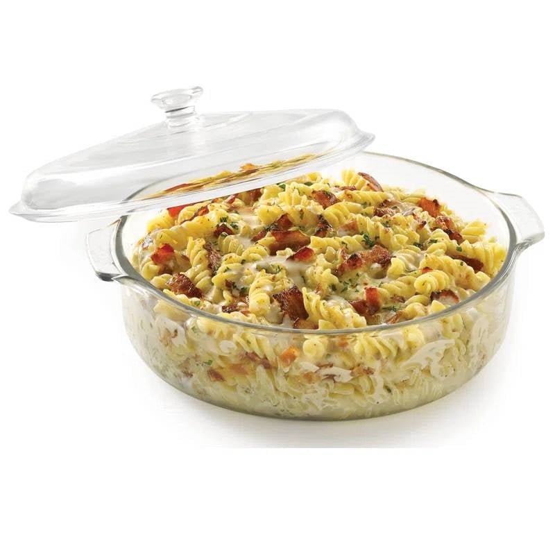 3-Quart Glass Bakeware Casserole Dish Dutch Oven with Oven-Safe Glass Lid - Tampa Home & Garden Store