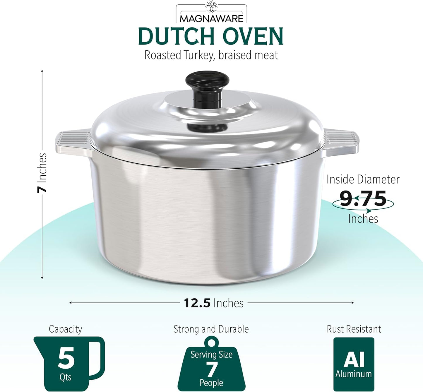 3 Quarts Round Dutch Oven with Lid - Tampa Home & Garden Store