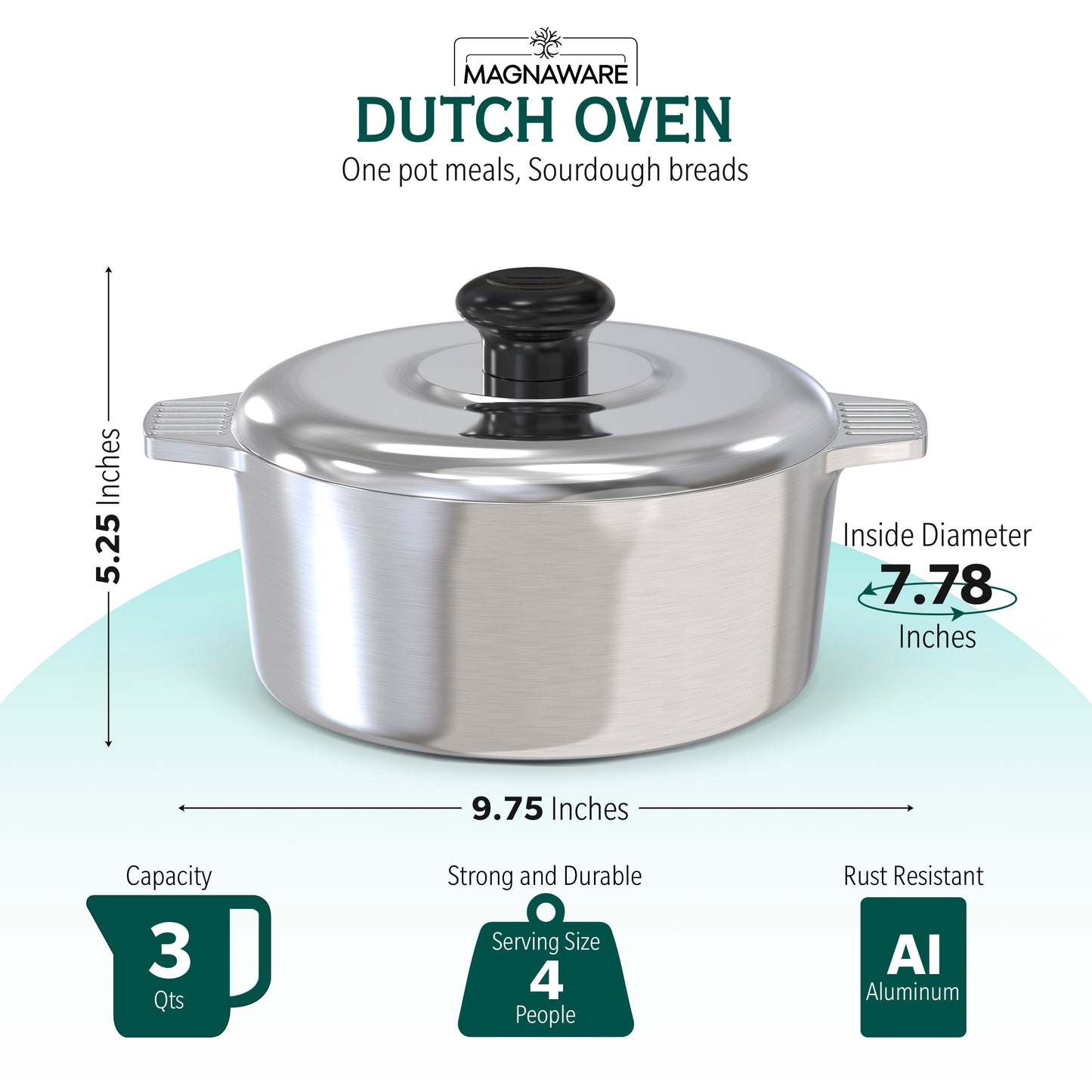 3 Quarts Round Dutch Oven with Lid - Tampa Home & Garden Store