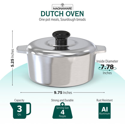 3 Quarts Round Dutch Oven with Lid - Tampa Home & Garden Store