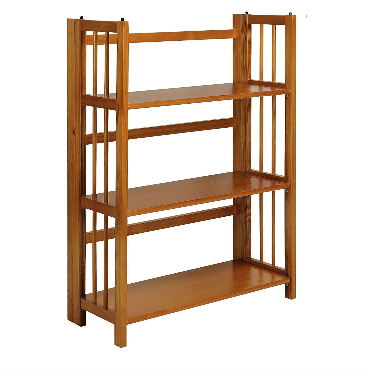 3-Shelf Folding Storage Shelves Bookcase in Honey Oak Finish - Tampa Home & Garden Store
