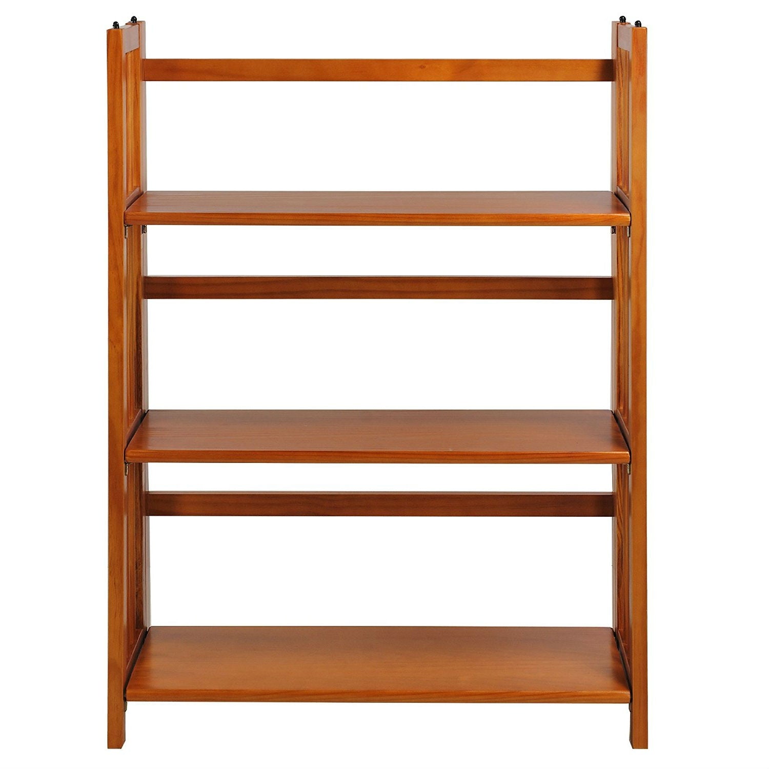 3-Shelf Folding Storage Shelves Bookcase in Honey Oak Finish - Tampa Home & Garden Store