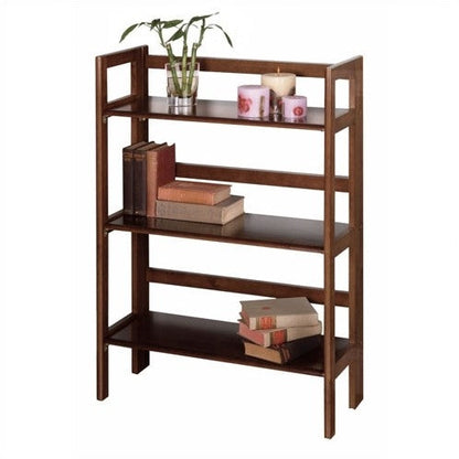 3-Shelf Stackable Folding Bookcase in Distressed Walnut Finish - Tampa Home & Garden Store
