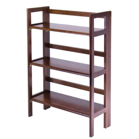3-Shelf Stackable Folding Bookcase in Distressed Walnut Finish - Tampa Home & Garden Store