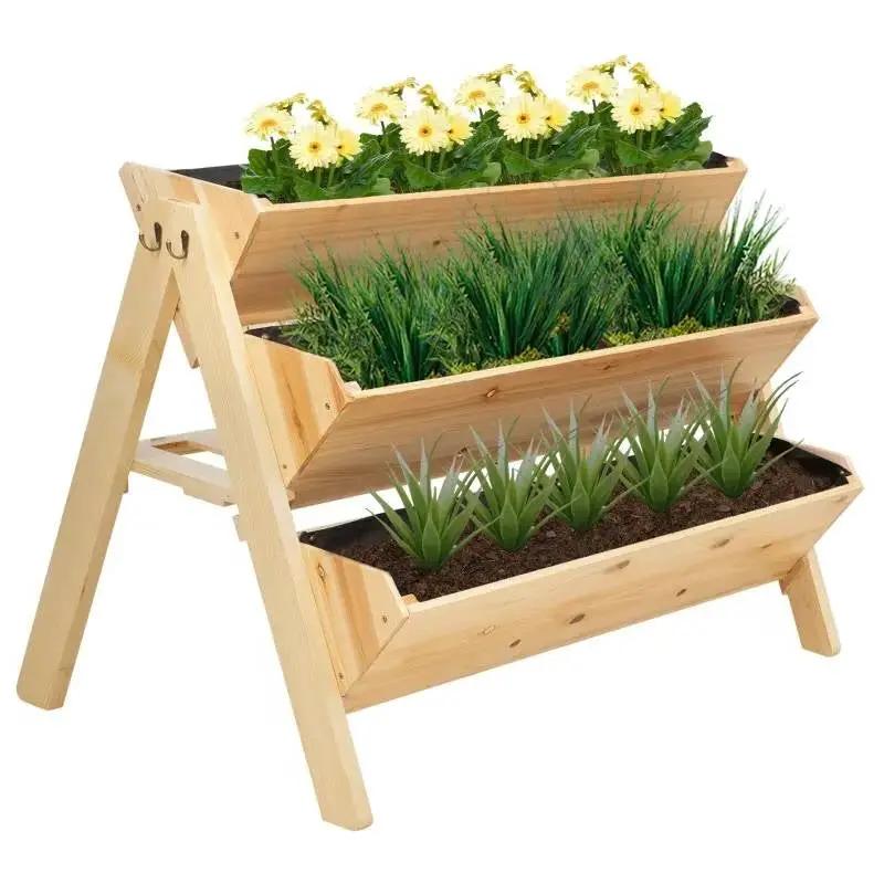 3-Tier A Frame Fir Wood 3 Elevated Planter Box Raised Garden Bed - Tampa Home & Garden Store