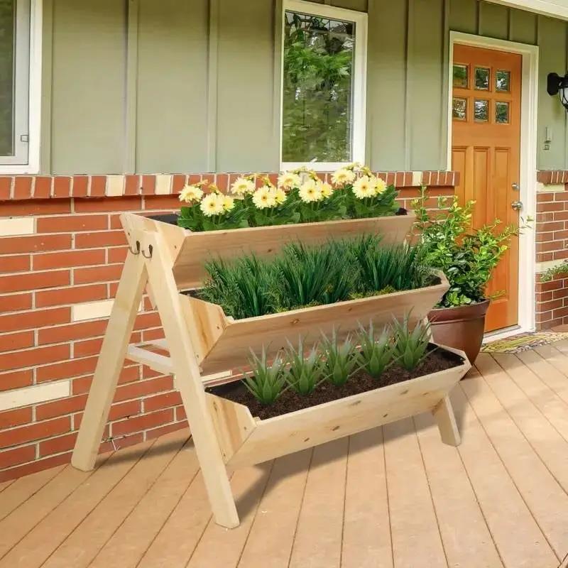 3-Tier A Frame Fir Wood 3 Elevated Planter Box Raised Garden Bed - Tampa Home & Garden Store