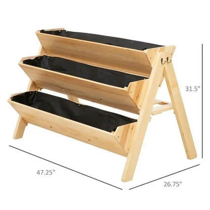 3-Tier A Frame Fir Wood 3 Elevated Planter Box Raised Garden Bed - Tampa Home & Garden Store