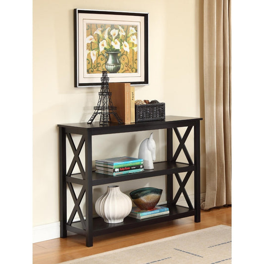 3-Tier Black Sofa Table Bookcase Living Room Shelves - Tampa Home & Garden Store