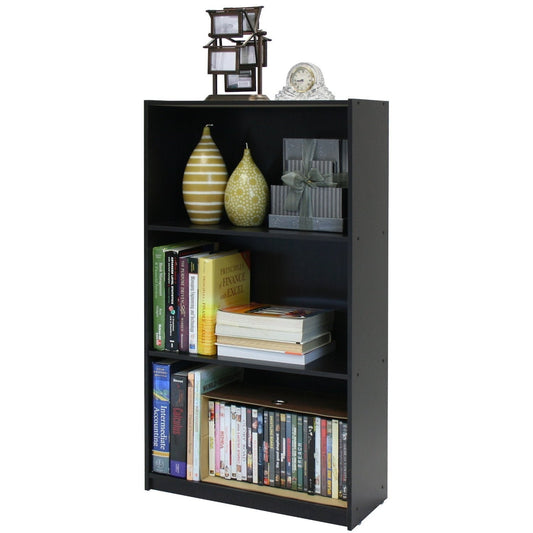 3-Tier Bookcase Storage Shelves in Espresso Finish - Tampa Home & Garden Store