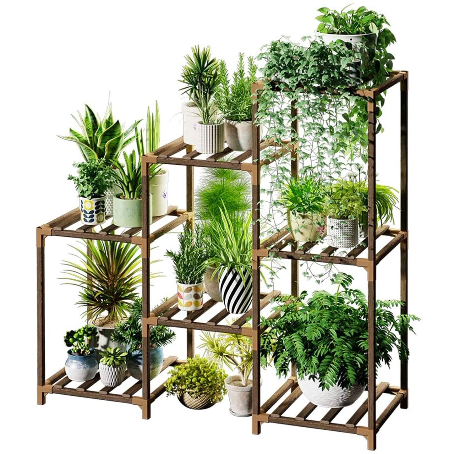 3-Tier Indoor Outdoor Wooden Plant Stand Planter Shelf - Tampa Home & Garden Store