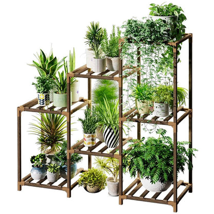 3-Tier Indoor Outdoor Wooden Plant Stand Planter Shelf - Tampa Home & Garden Store